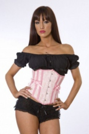  Candy underbust waist training corset in pink satin with pink bows Burleska candy-underbust-corset-pink-lace-bow -  