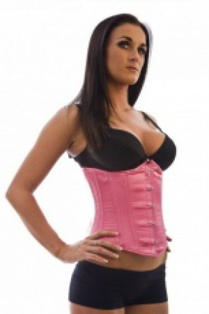  Candy underbust steel boned waist cincher in pink satin Burleska candy-underbust-corset-pink-satin -  