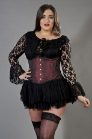  Candy underbust plus size steel boned corset in red brocade Burleska candy-underbust-corset-red-brocade-plus -  
