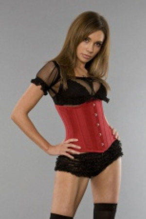  Candy underbust steel boned waist training corset in red taffeta Burleska candy-underbust-corset-red-taffeta -  