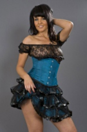  Candy steel boned underbust corset waist cincher in turquoise satin Burleska candy-underbust-corset-turquoise-satin -  