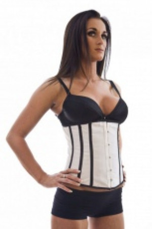  Candy underbust steel boned waist cincher in white & black satin Burleska candy-underbust-corset-white-black-satin -  