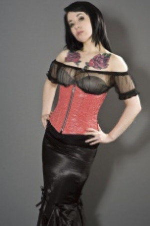  Candy underbust burlesque corset with front zip in red bond Burleska candy-zip-underbust-corset-red-bond -  