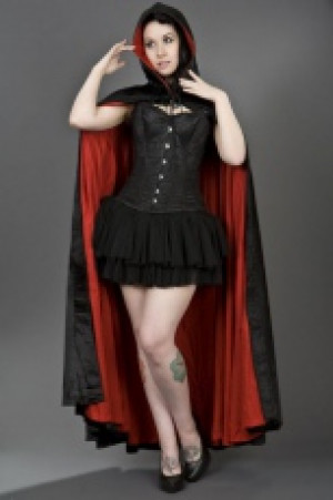  Halloween outfit black velvet cape with red satin lining Burleska cape-black-red -  