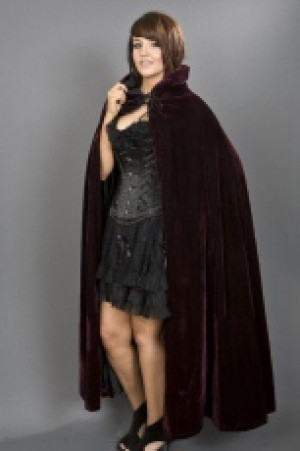  Gothic cape with hood in burgundy velvet Burleska cape-burgundy-velvet -  