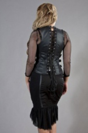  Cecillia underbust corset with straps in black matte vinyl -  1