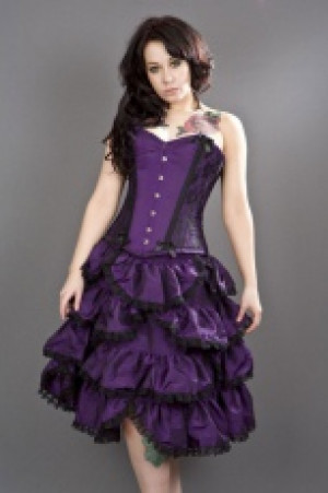  Chantelle overbust steel boned corset in purple taffeta Burleska chantelle-overbust-corset-purple-taffeta -  