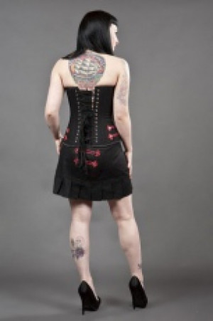  Cirque de Nuit gothic mini skirt in black twill with red cord detail -  1