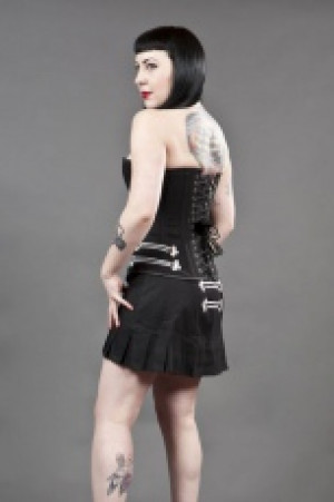  Cirque de Nuit gothic mini skirt in black twill and white cord detail -  1