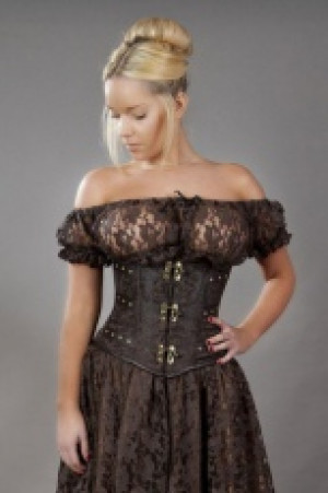  C-Lock underbust steampunk corset in brown king brocade Burleska c-lock-underbust-corset-brown-king-brocade -  
