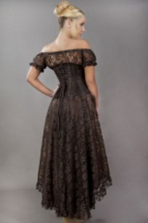  C-Lock underbust steampunk corset in brown king brocade -  1