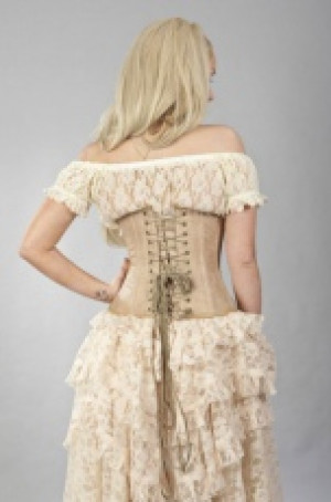   C-Lock underbust steampunk corset in camel & cream matte vinyl /   /  -  1