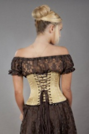  C-Lock underbust steampunk corset in gold brocade -  1