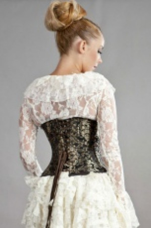  C-Lock underbust steampunk corset in gold king brocade -  1