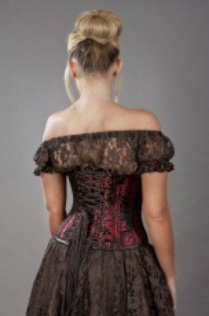  C-Lock underbust steampunk corset in red king brocade -  1