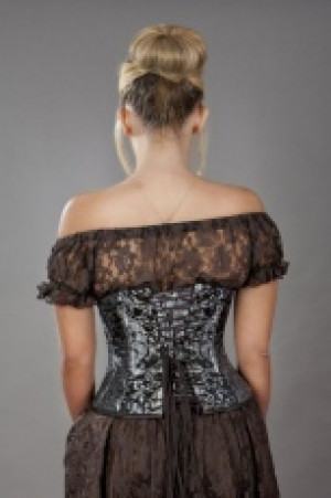  C-Lock underbust steampunk corset in silver king brocade -  1