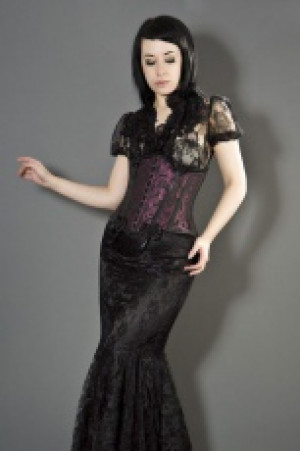  Daisy underbust burlesque corset in magenta scroll brocade Burleska daisy-underbust-corset-magenta-scroll -  