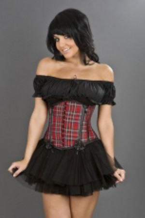  Daisy underbust corset in red tartan Burleska daisy-underbust-corset-red-tartan -  