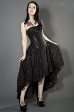 Платье Devine corset dress in black satin with black lace overlay Burleska devine-corset-dress-black-lace - маленькая картинка