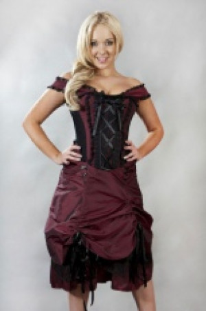 Dita victorian corset dress in burgundy taffeta Burleska dita-corset-dress-burgundy-taffeta -  