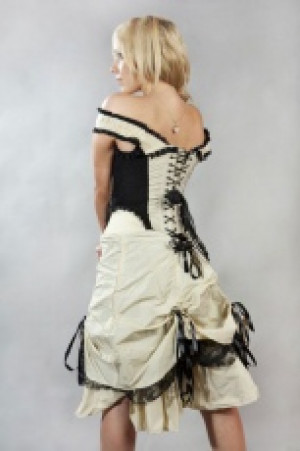  Dita corset dress in cream and black taffeta -  1
