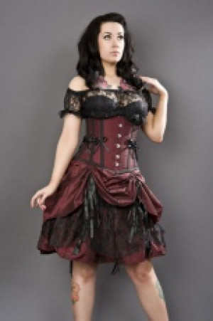  Dita knee length burlesque skirt in burgundy taffeta Burleska dita-skirt-burgundy-taffeta -  