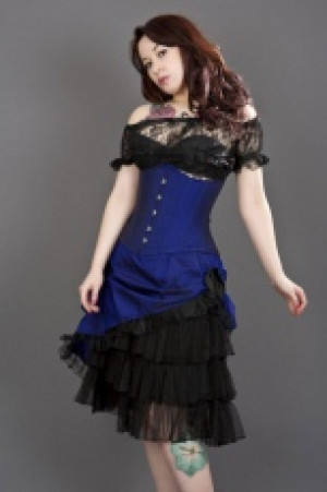  Diva knee length burlesque skirt in navy blue taffeta Burleska diva-skirt-navy-taffeta -  