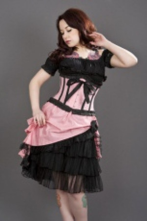  Diva knee length burlesque skirt in pink taffeta Burleska diva-skirt-pink-taffeta -  