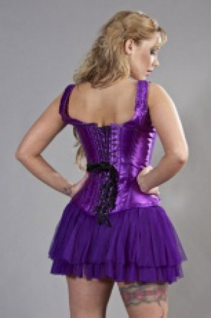  Duchess overbust steel boned corset in purple satin -  1