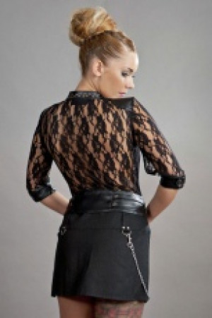  Electra punk rock jacket in black lace & black matte vinyl -  1