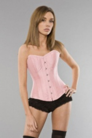  Elegant overbust waist training corset in pink taffeta Burleska elegant-overbust-corset-pink-taffeta -  