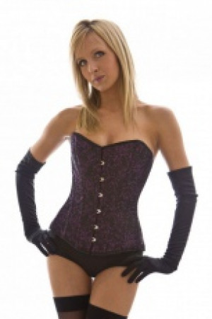  Elegant overbust plus size corset in purple brocade Burleska elegant-overbust-corset-purple-brocade -  