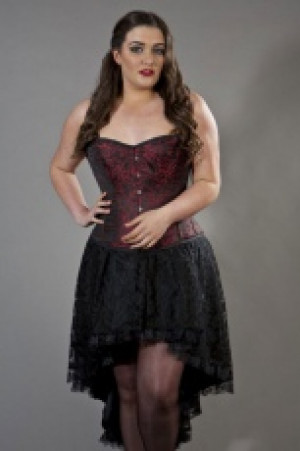  Elegant overbust plus size corset in red brocade Burleska elegant-overbust-corset-red-brocade-plus -  
