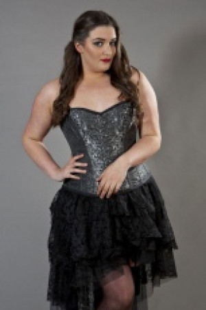  Elegant overbust plus size corset in silver brocade Burleska elegant-overbust-corset-silver-brocade-plus -  