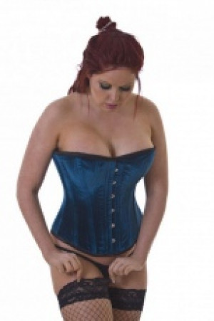  Elegant overbust steel boned corset in turquoise velvet Burleska elegant-overbust-corset-turquoise-velvet -  