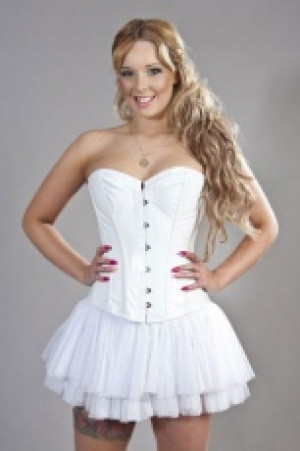  Elegant overbust steel boned corset in white PVC Burleska elegant-overbust-corset-white-pvc /   / -  