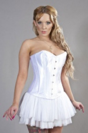  Elegant overbust plus size corset in white satin Burleska elegant-overbust-corset-white-satin /   / -  