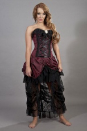  Elizabeth vintage corset dress in burgundy taffeta Burleska elizabeth-corset-dress-burgundy-taffeta -  