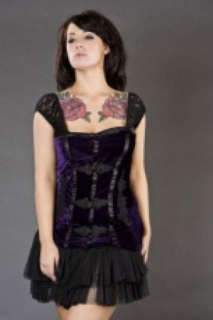  Elizabeth gothic top in purple velvet Burleska elizabeth-top-purple -  