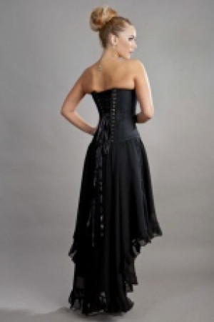  Elizium victorian high low skirt in black chiffon -  1