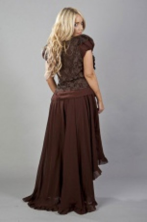  Elizium long victorian skirt in brown chiffon -  1