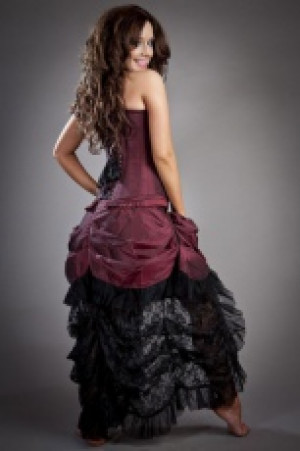  Elvira long gothic victorian skirt in burgundy taffeta -  1