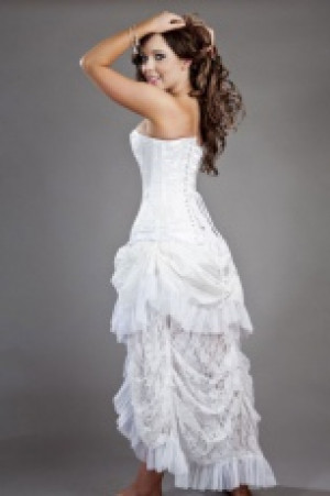  Elvira long burlesque skirt in white taffeta -  1