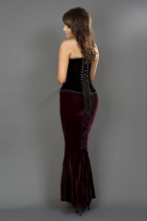  Fishtail mermaid skirt in burgundy velvet -  1
