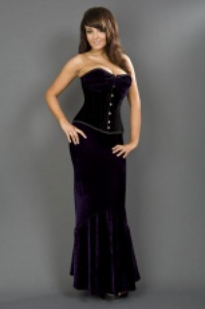  Fishtail long mermaid skirt in purple velvet Burleska fishtail-skirt-purple-velvet -  