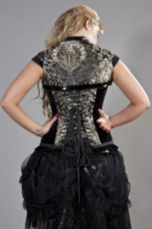  Geisha victorian vintage bolero shrug in gold king brocade -  1