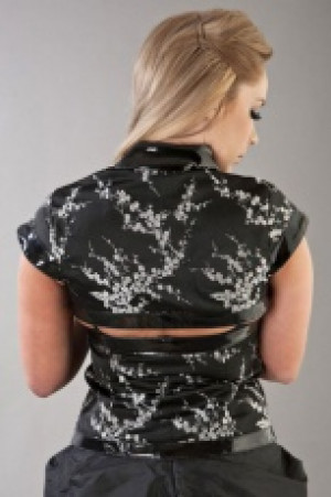  Geisha gothic top in black and silver petals -  1