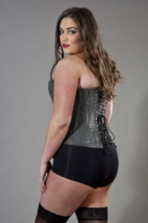  Glamour overbust plus size corset in black bond -  1