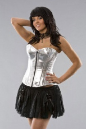 Корсет Glamour overbust fashion corset in metallic silver vinyl Burleska glamour-overbust-corset-metallic-silver - маленькая картинка
