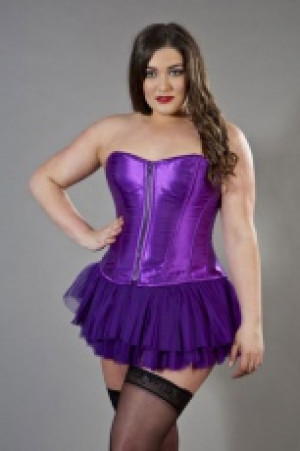  Glamour overbust plus size corset in purple satin Burleska glamour-overbust-corset-purple-satin-plus -  